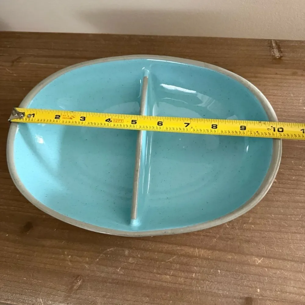 HARKERWARE blue stone china divided serving Dish ovenproof
